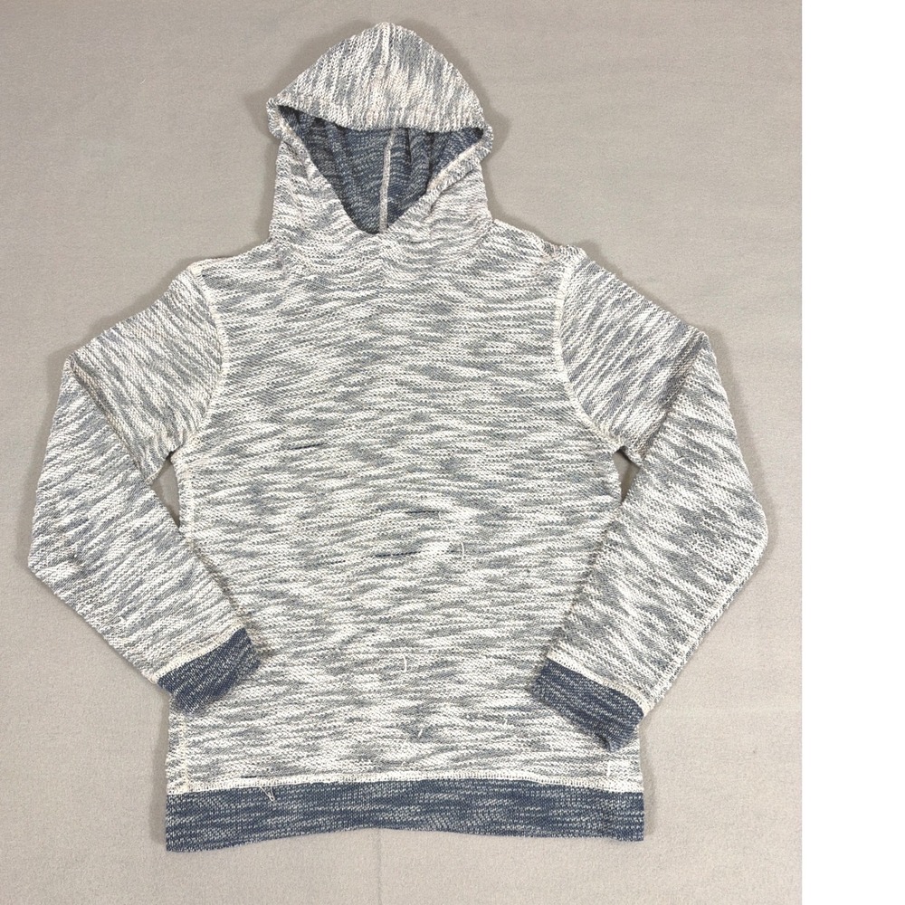 Unionbay Womens Blue White Space Dye Marled Knit Pullover Hoodie BT83149 Medium